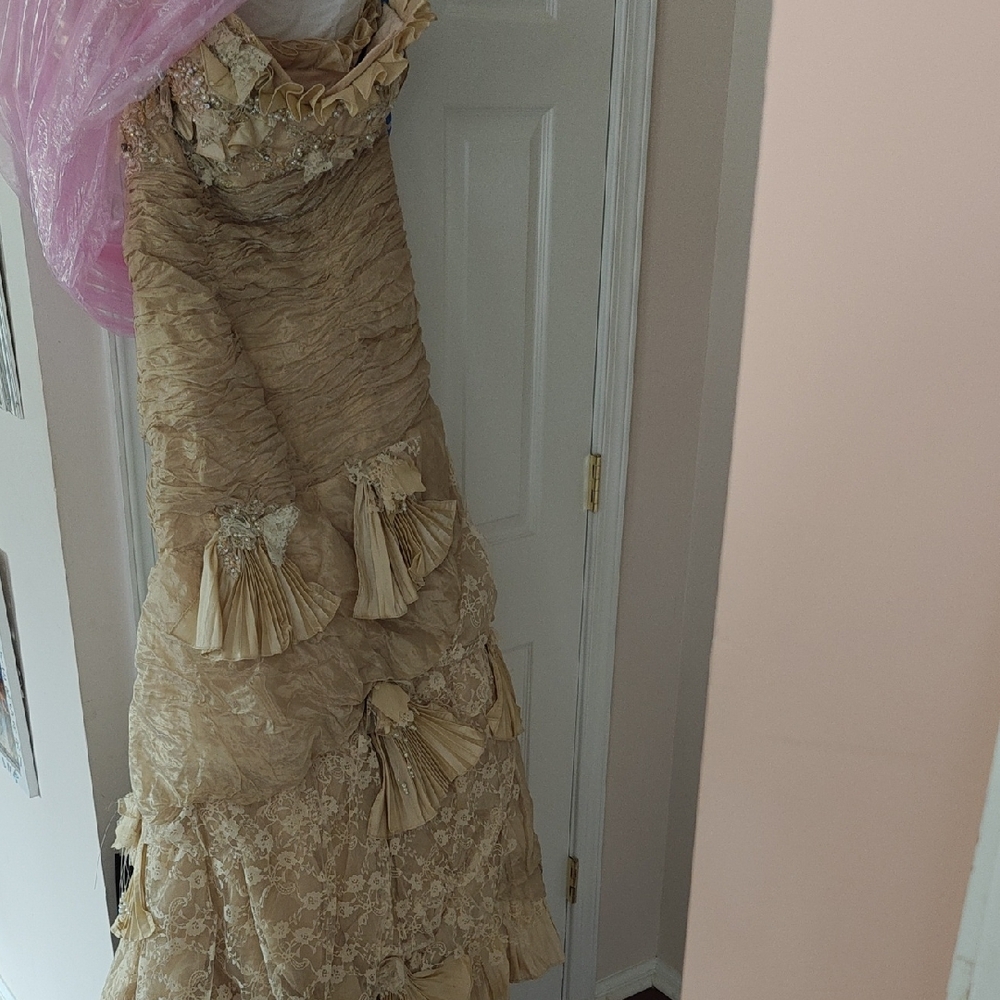 Terani Couture Gold Maxi Dress